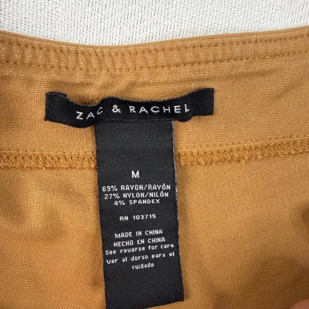 Zac & Rachel Womens Camel Brown Pintuck Seam Pull On Slim Leg Pants Size M